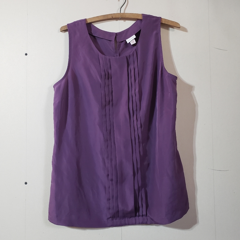 women's Merona Purple Sleeveless Tank Top Shell Pleated, Size Medium